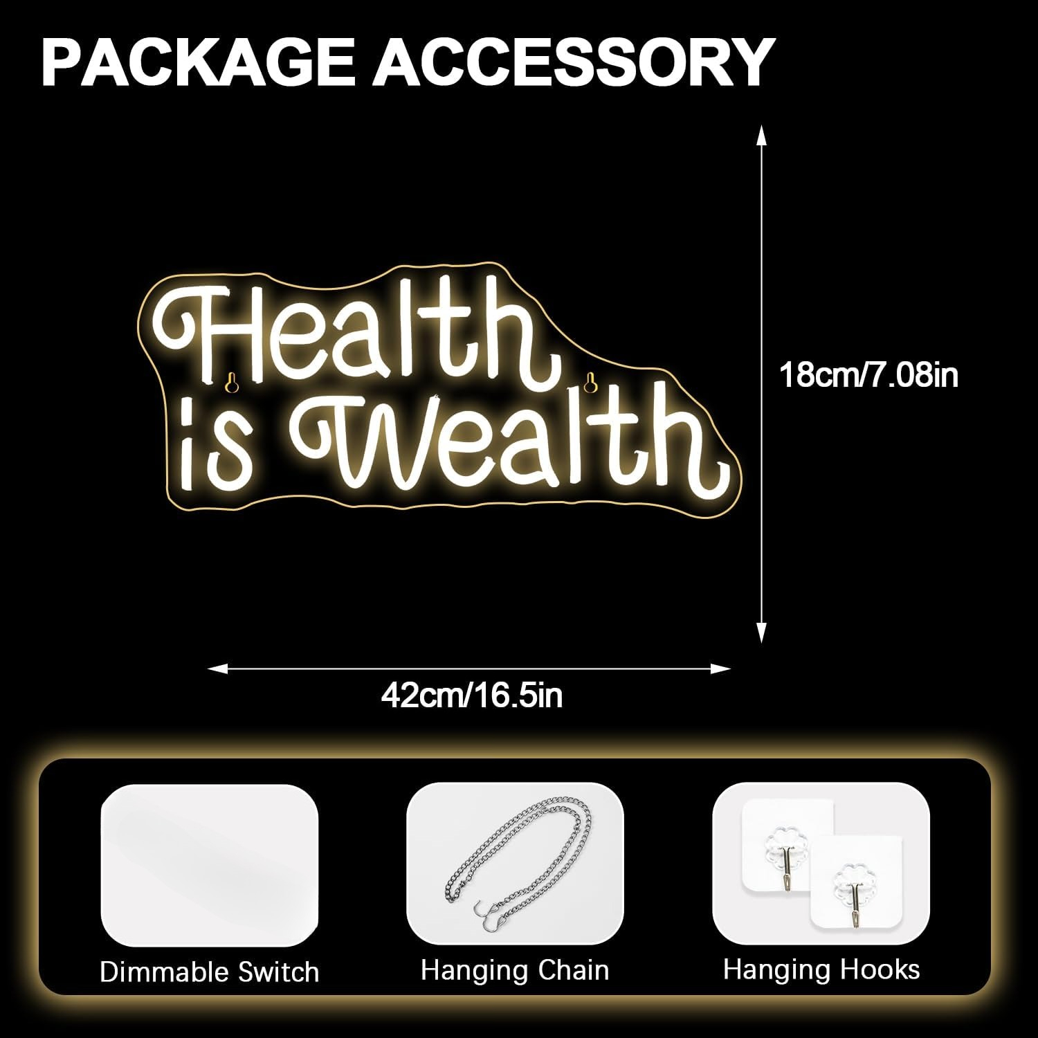 Health is Wealth Neon Sign USB - Health Wellness Office ulasan dan harga